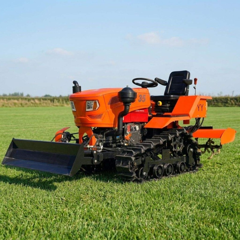 Farming Equipment For Agriculture - Tractor de orugas 4x4 con rotocultivador