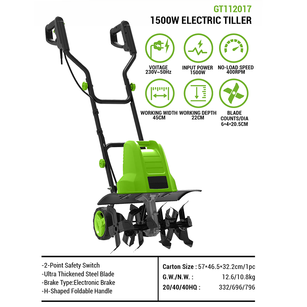 Cultivador Eléctrico de 1500W  - Soil Tilling Cultivator reseña y precio